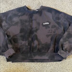 Levi's tie dye black crop sweat shirt